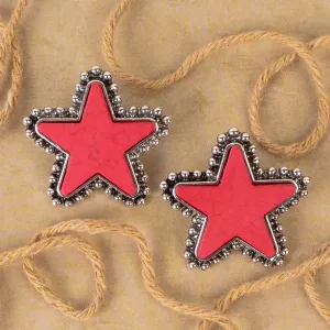 Bright Star Post Earrings In Red Or Turquoise