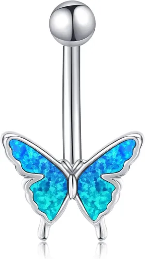 Butterfly Belly Button Ring Dangle 925 Sterling Silver Belly Button Piercing Body Navel Rings