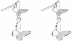 Butterfly Dangle Stud Earrings for Women 925 Sterling Silver Minimalist Tiny Butterfly Drop Earrings Cartilage Earrings Piercing Studs Dainty Ear Jewelry