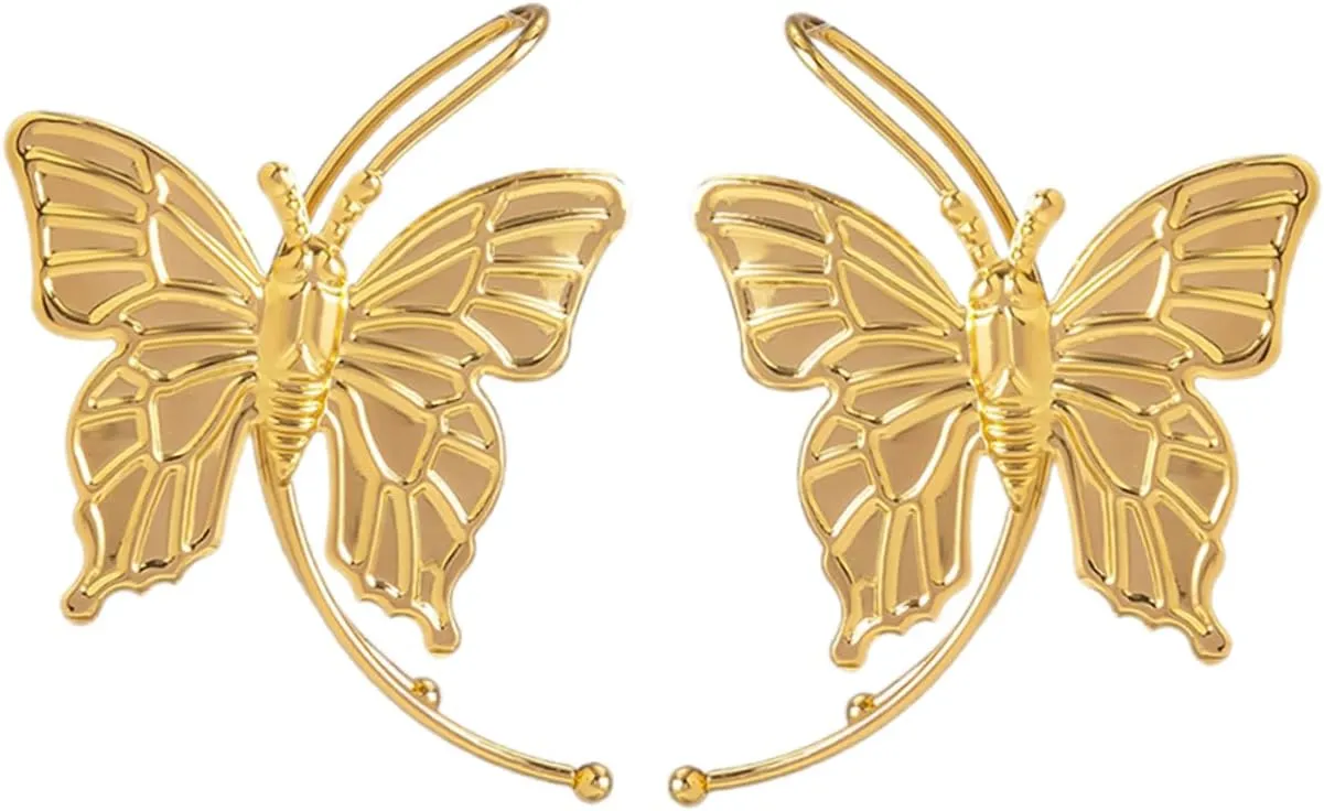 Butterfly Earring Unique Butterfly Cuff Earrings Women's Earring Cuffs Gold Ear Cuffs Comfortable Non Piercing Earrings for Parties and Events