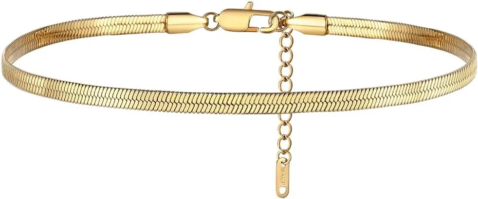 CANDYFANCY Gold Ankle Bracelets for Women Flat Mariner Cuban Rope Snake Anklet 18K Gold Plated Foot Chain Cuban Link Adjustable Ankle Bracelets for Women