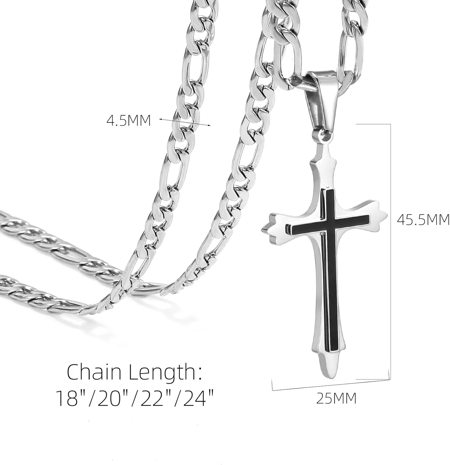CaptainSteeL Cross Necklace for Men and Women-Gold/Silver Stainless Steel Double layer Cross Pendant Necklace for Men,18-24inchs,Gifts with Flannel Bag