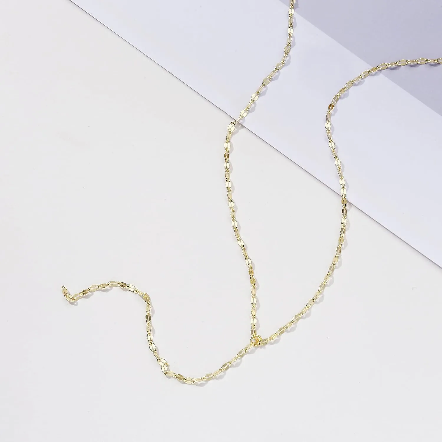 CAROVO Lariat Necklace for Women,Dainty Silver Necklace 14k Gold Plated Diamond Lariat Y-Shaped Long Drop Necklaces Lip Sparkle Dot Chain Bead Necklace Jewelry for Gifts