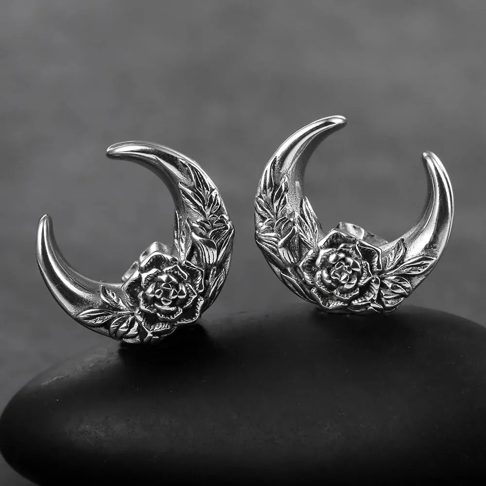 Casvort 2 PCS Hypoallergenic 316 Stainless Steel 0G-1" Hot Moon Flower Saddle Hangers Plugs Unique Saddle Gauges Ear Plugs Expander Stretcher Ear Tunnels Body Piercing Jewelry