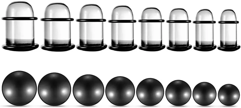 Casvort Unique 0.5mm Increments 14G-00g Comfy Pain-free Single Flare Glass Dead Stretching Plugs, Hypoallergenic Body Piercing Tapers, Pierced Ear Lobe Stretching Kits.