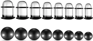Casvort Unique 0.5mm Increments 14G-00g Comfy Pain-free Single Flare Glass Dead Stretching Plugs, Hypoallergenic Body Piercing Tapers, Pierced Ear Lobe Stretching Kits.