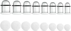 Casvort Unique 0.5mm Increments 14G-00g Comfy Pain-free Single Flare Glass Dead Stretching Plugs, Hypoallergenic Body Piercing Tapers, Pierced Ear Lobe Stretching Kits.