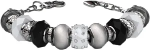 Cate & Chloe Aurora 18k White Gold Beaded Bracelet with Crystals, Beautiful Bangle Charm Bracelet, Sparkle Silver Beads Charm Bracelet for Women, Friendship Bracelets