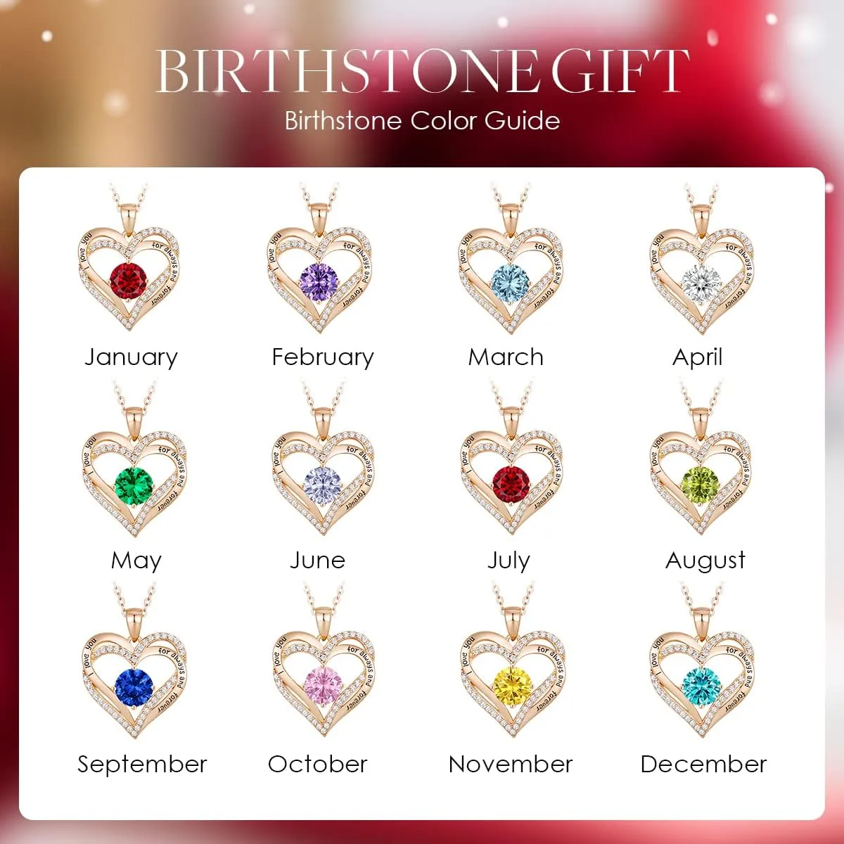 CDE Forever Love Heart Necklaces for Women, Wedding Anniversary, Birthday Mothers Day Gifts for Mom, Mother, Wife, Girlfriend, S925 Silver Jewelry with Birthstone Pendant