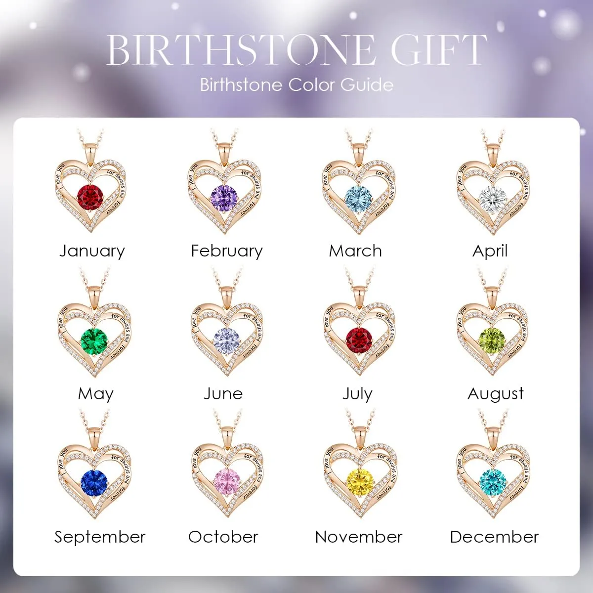 CDE Forever Love Heart Necklaces for Women, Wedding Anniversary, Birthday Mothers Day Gifts for Mom, Mother, Wife, Girlfriend, S925 Silver Jewelry with Birthstone Pendant