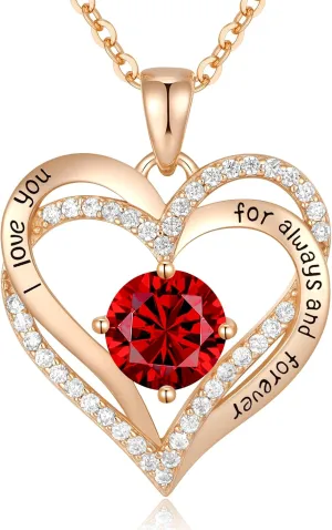 CDE Forever Love Heart Necklaces for Women, Wedding Anniversary, Birthday Mothers Day Gifts for Mom, Mother, Wife, Girlfriend, S925 Silver Jewelry with Birthstone Pendant