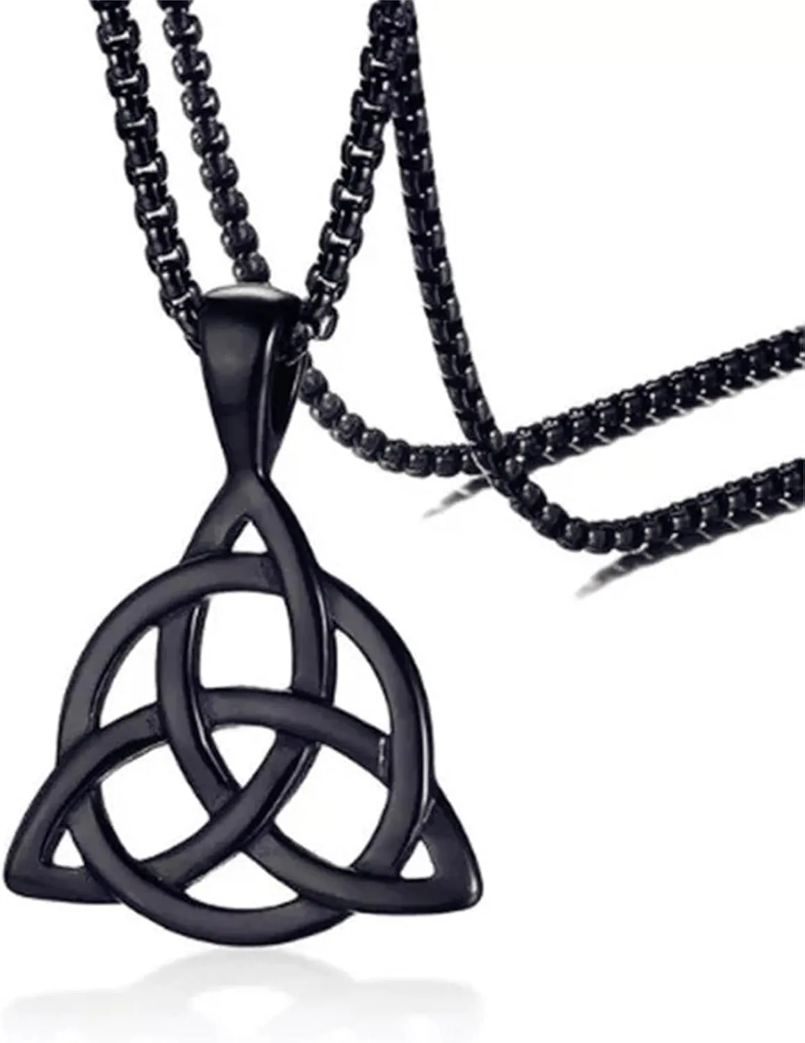 Celtic Knot Pendant Necklace Gold Silver Plated Unique Vintage Triangle Irish Good Luck Lightweight Triquetra Trinity Knot Geometric Chain Necklace for Women Religious Jewelry Gifts