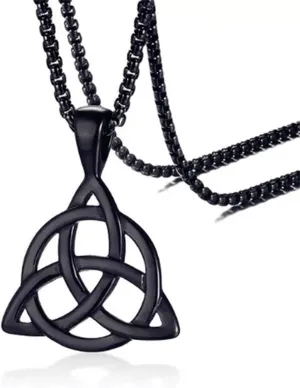 Celtic Knot Pendant Necklace Gold Silver Plated Unique Vintage Triangle Irish Good Luck Lightweight Triquetra Trinity Knot Geometric Chain Necklace for Women Religious Jewelry Gifts