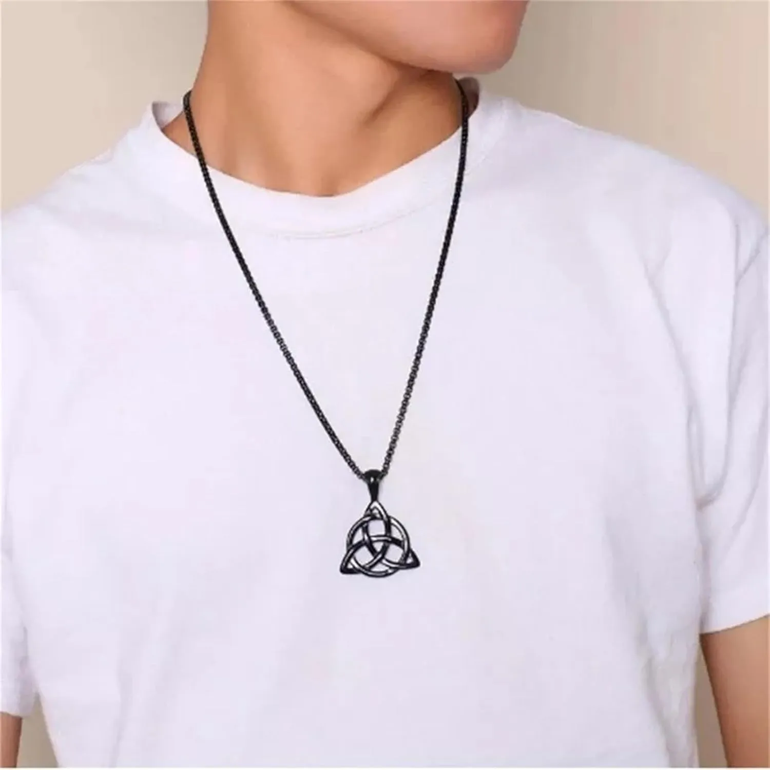 Celtic Knot Pendant Necklace Gold Silver Plated Unique Vintage Triangle Irish Good Luck Lightweight Triquetra Trinity Knot Geometric Chain Necklace for Women Religious Jewelry Gifts