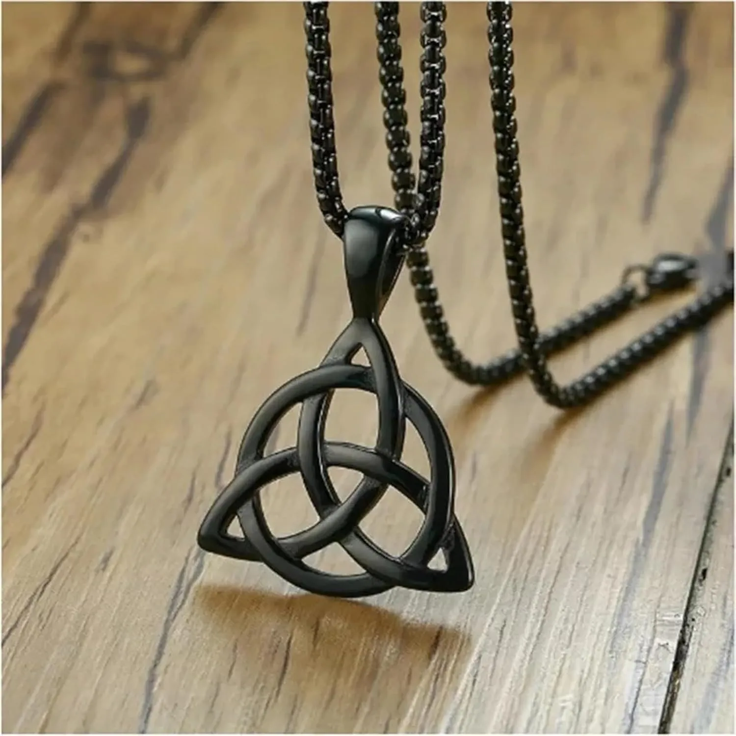 Celtic Knot Pendant Necklace Gold Silver Plated Unique Vintage Triangle Irish Good Luck Lightweight Triquetra Trinity Knot Geometric Chain Necklace for Women Religious Jewelry Gifts