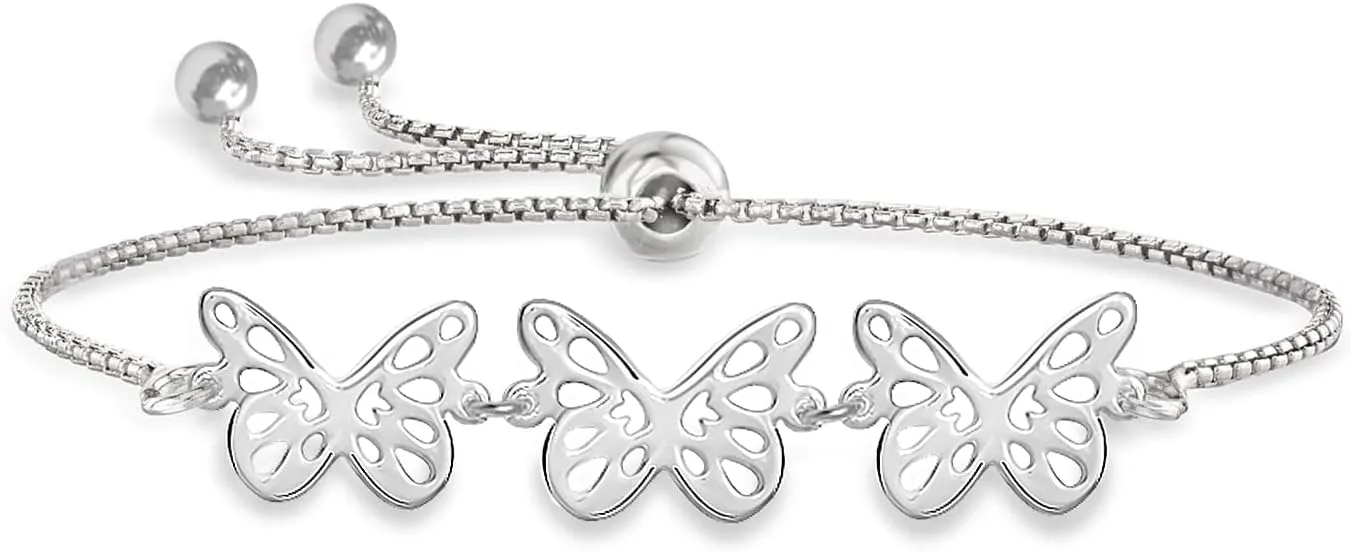 Charmsy 925 Sterling Silver Butterfly Earrings & Bracelets for Women | Butterfly Jewelry Gifts for Wife Mom Daughter