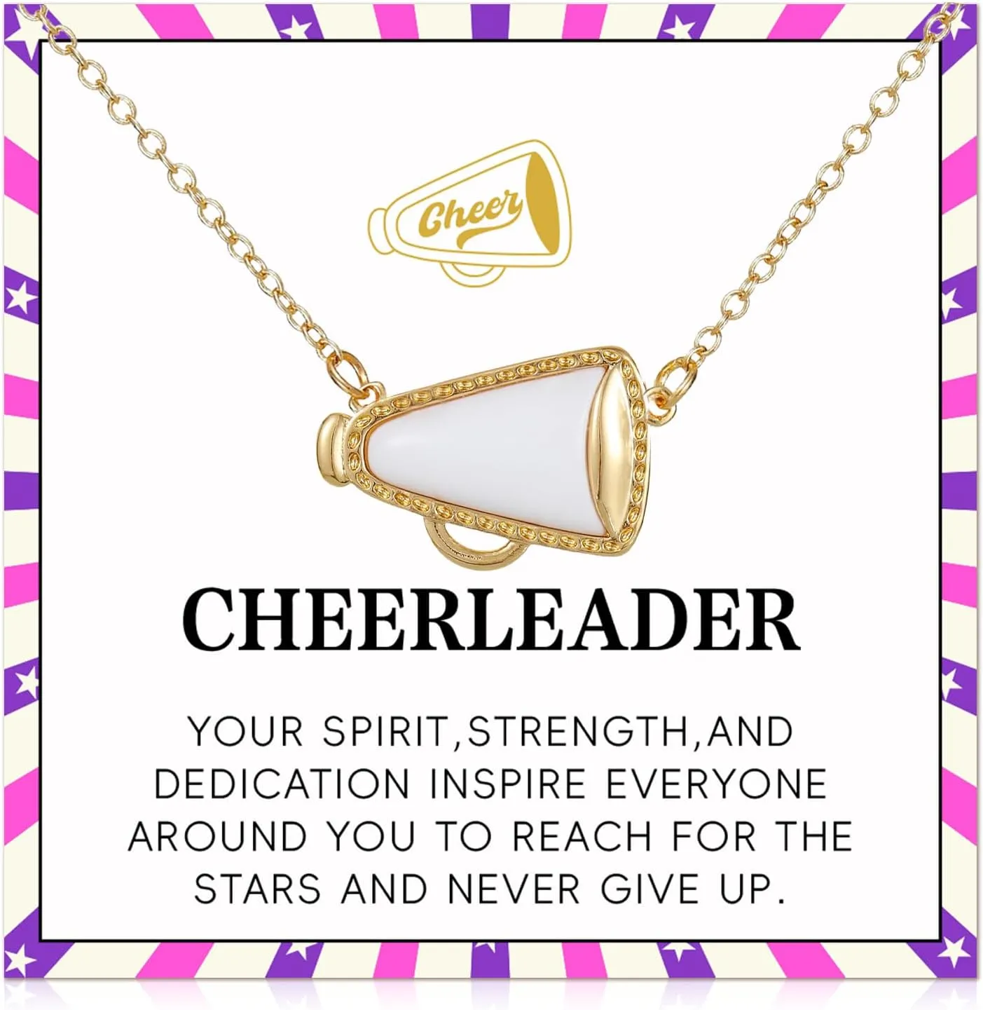 Cheerleader Gifts,Cheer Necklace,Cheerleading Gifts,Cheerleader Necklace for Girls,Unique CheerleadingGifts,Cheer TeamGifts for Daughter Granddaughter Coach,CheerGifts with Encouragement Card