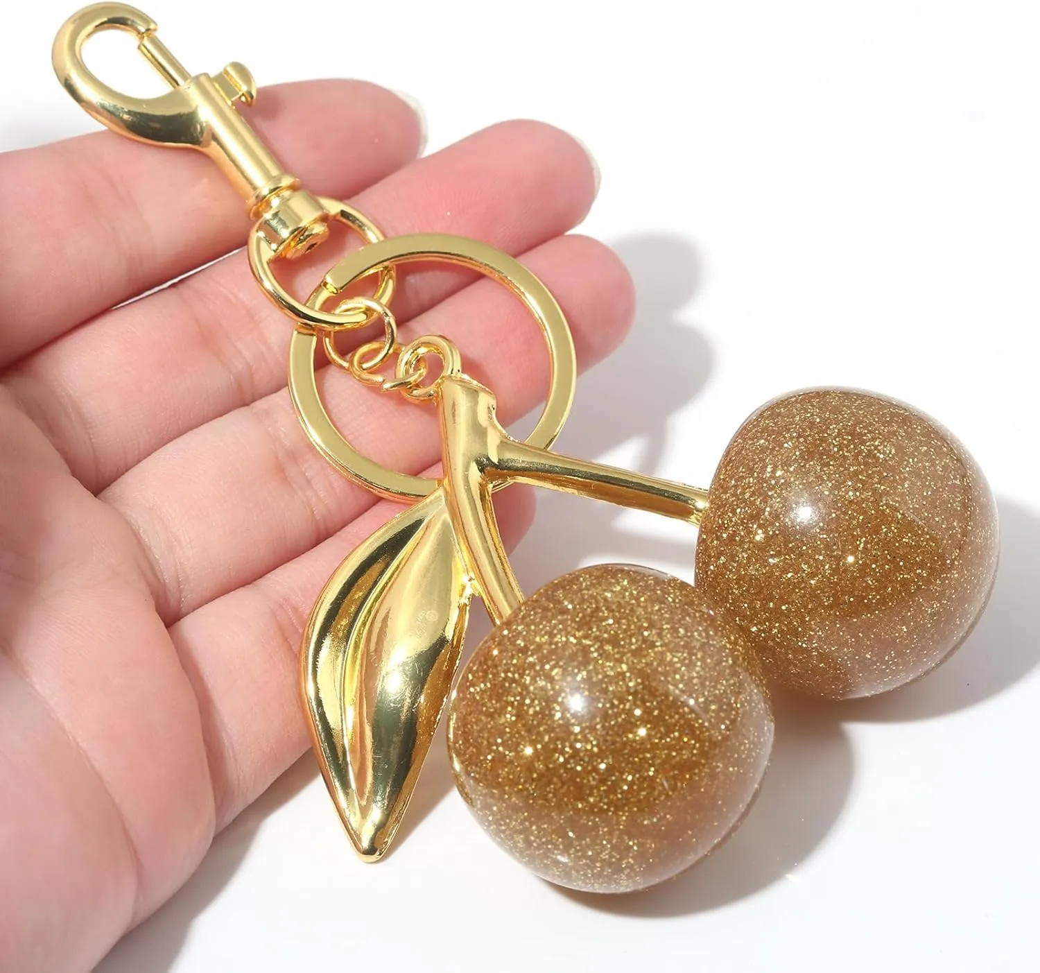 Cherry Bag Charm Keychain - Cute Purse Handbag Fruit Accessories - Beautiful Birthday Gift for Women