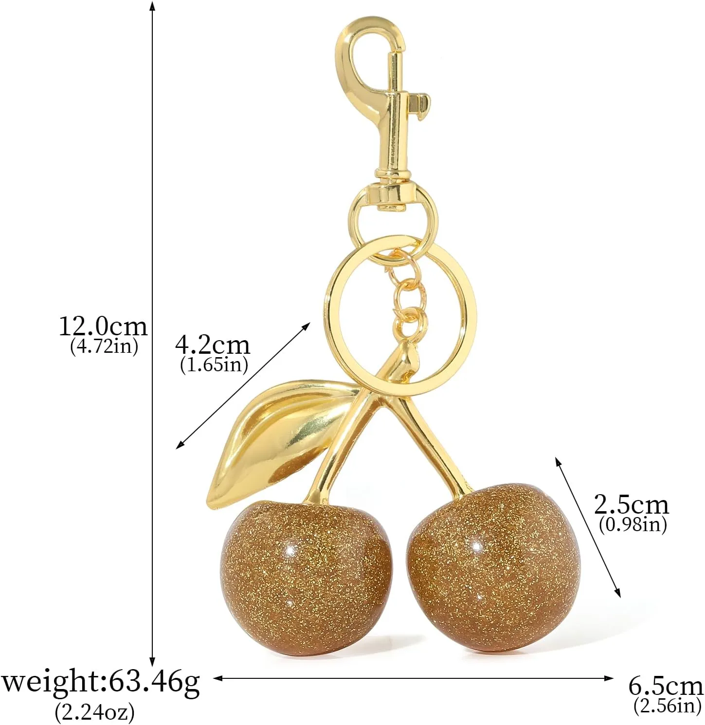 Cherry Bag Charm Keychain - Cute Purse Handbag Fruit Accessories - Beautiful Birthday Gift for Women