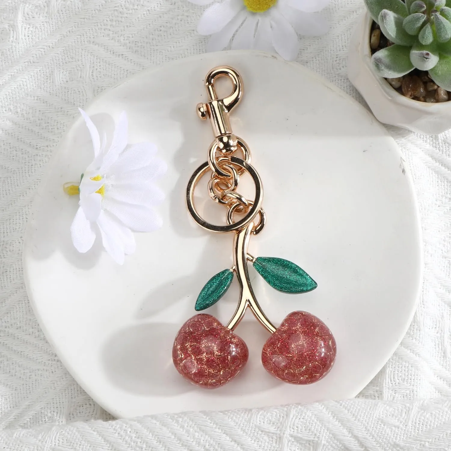 Cherry Keychain Cherry Bag Charms Cute Cherries Charm for Purse Cherries Keychain for Women