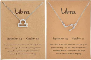 choice of all 2pcs Silver Zodiac Necklace Constellation Horoscope Astrology Necklace Horoscope Zodiac Sign Pendant Necklace Birthday Gifts