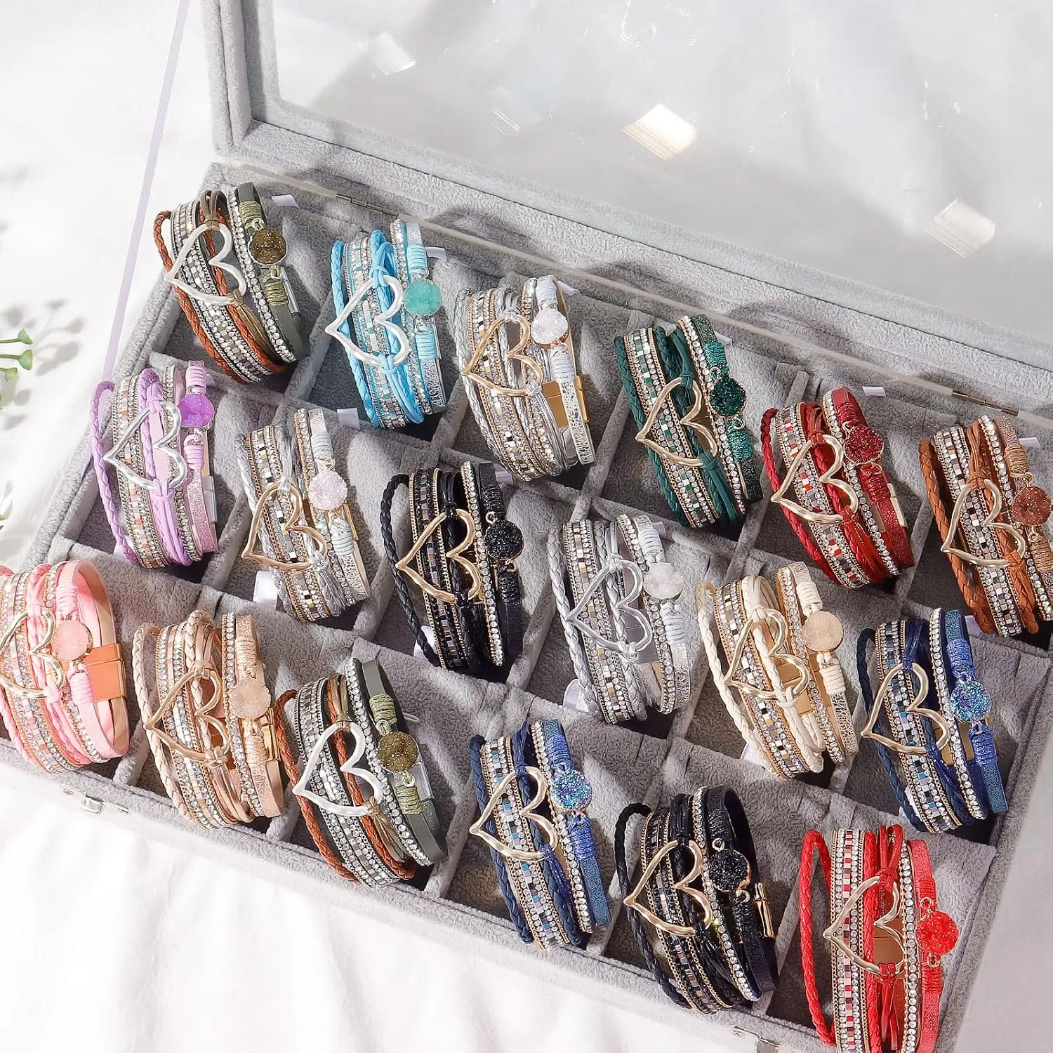 choice of all Boho Bracelets for Women Heart Bracelets for Women Leather Warp Bracelet Layered Heart Leather Chunky Bangle Stack Trendy Jewelry Birthday Gifts