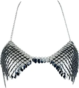 Chran Gold Scale Body Chain Jewelry for Women Sexy Bikini Carnival Bra Harness Music Festival