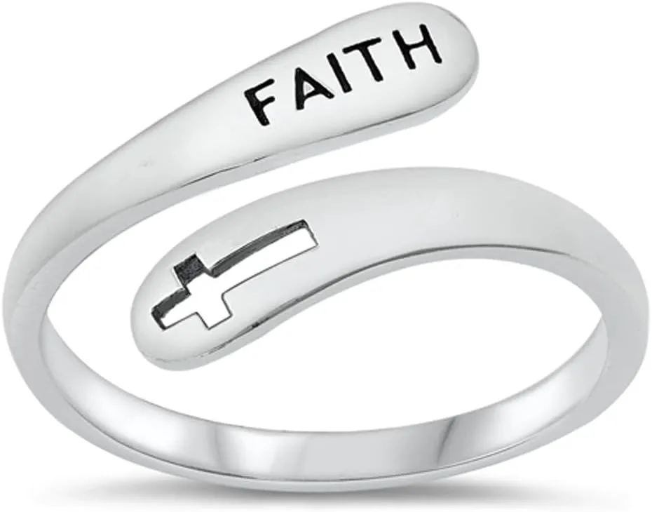 Christian Faith Cross Spoon Beautiful Ring .925 Sterling Silver Band Sizes 5-10