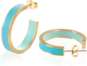Chunky Gold Earrings for Women C Shaped Round Hoop Earrings 18K Gold Plated Stainless Steel Enamel Earrings Jewelry Gift
