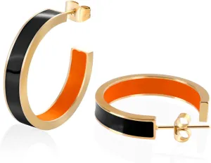 Chunky Gold Earrings for Women C Shaped Round Hoop Earrings 18K Gold Plated Stainless Steel Enamel Earrings Jewelry Gift