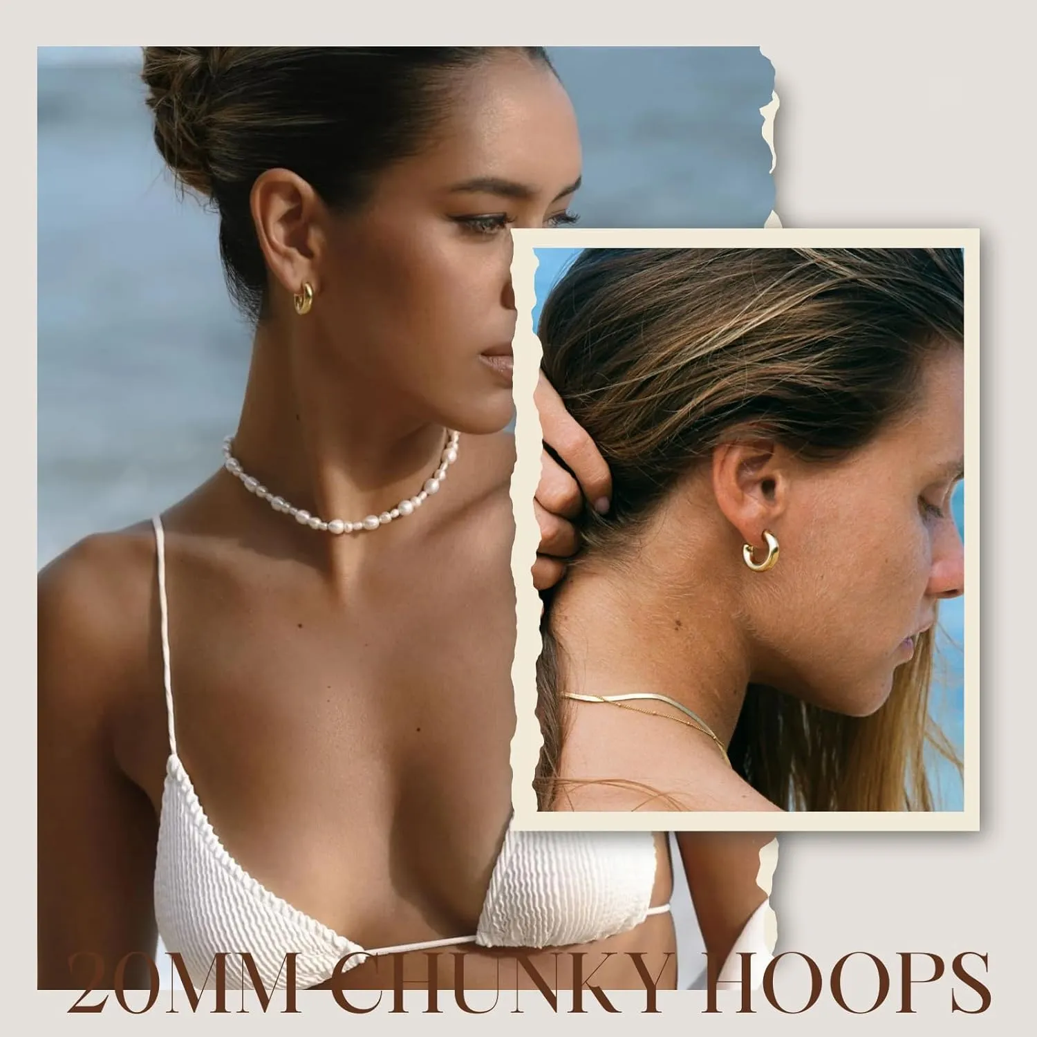 Chunky Gold Hoop Earrings: 14K Gold Plated, Non Tarnish, Lightweight, Open Tube Design, Hypoallergenic, Trendy Minimalist, 20/30/35/40MM