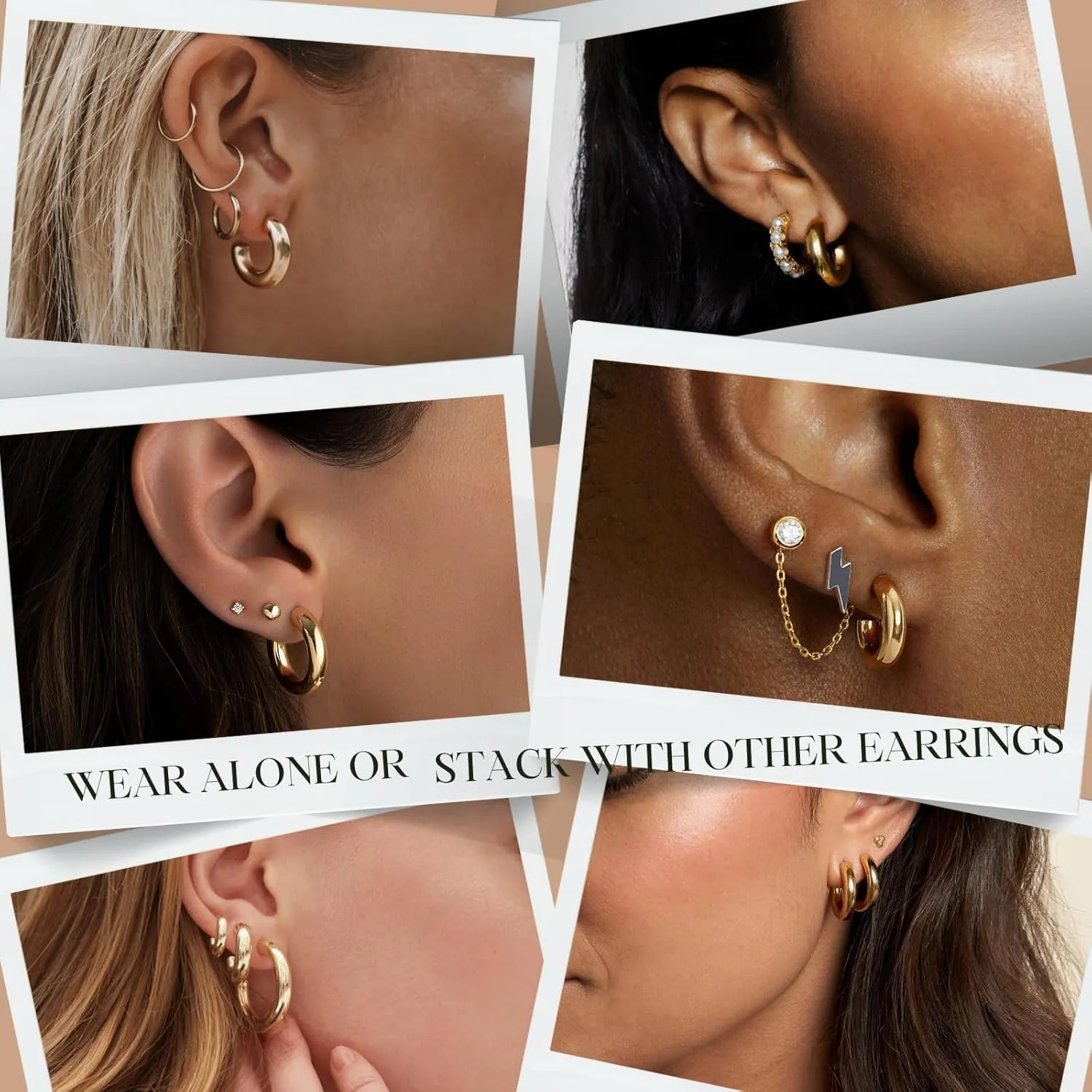 Chunky Gold Hoop Earrings: 14K Gold Plated, Non Tarnish, Lightweight, Open Tube Design, Hypoallergenic, Trendy Minimalist, 20/30/35/40MM