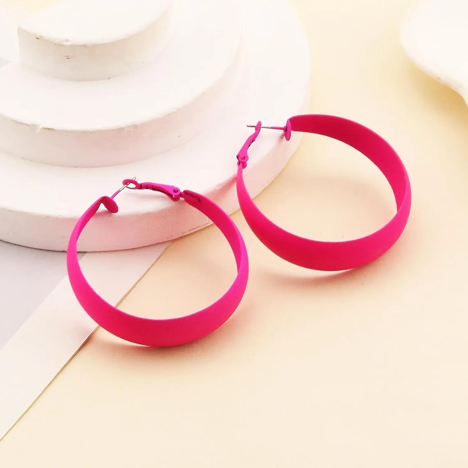 Chunky Hoop Earrings for Women 80s 90s Statement Wide Hoop Earrings Large Trendy Exaggerated Earring Vintage Neon Earrings Jewelry Accessories