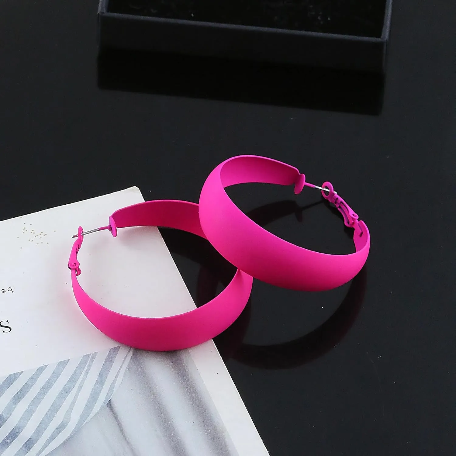 Chunky Hoop Earrings for Women 80s 90s Statement Wide Hoop Earrings Large Trendy Exaggerated Earring Vintage Neon Earrings Jewelry Accessories