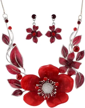Chunky Statement Jewelry Set Vintage Retro Leaf Flower Floral Geometric Bohemian Boho Bib Necklace Earring Set Fashion Costume Jewelry for Women Girls Wedding Party Prom Unique Gift