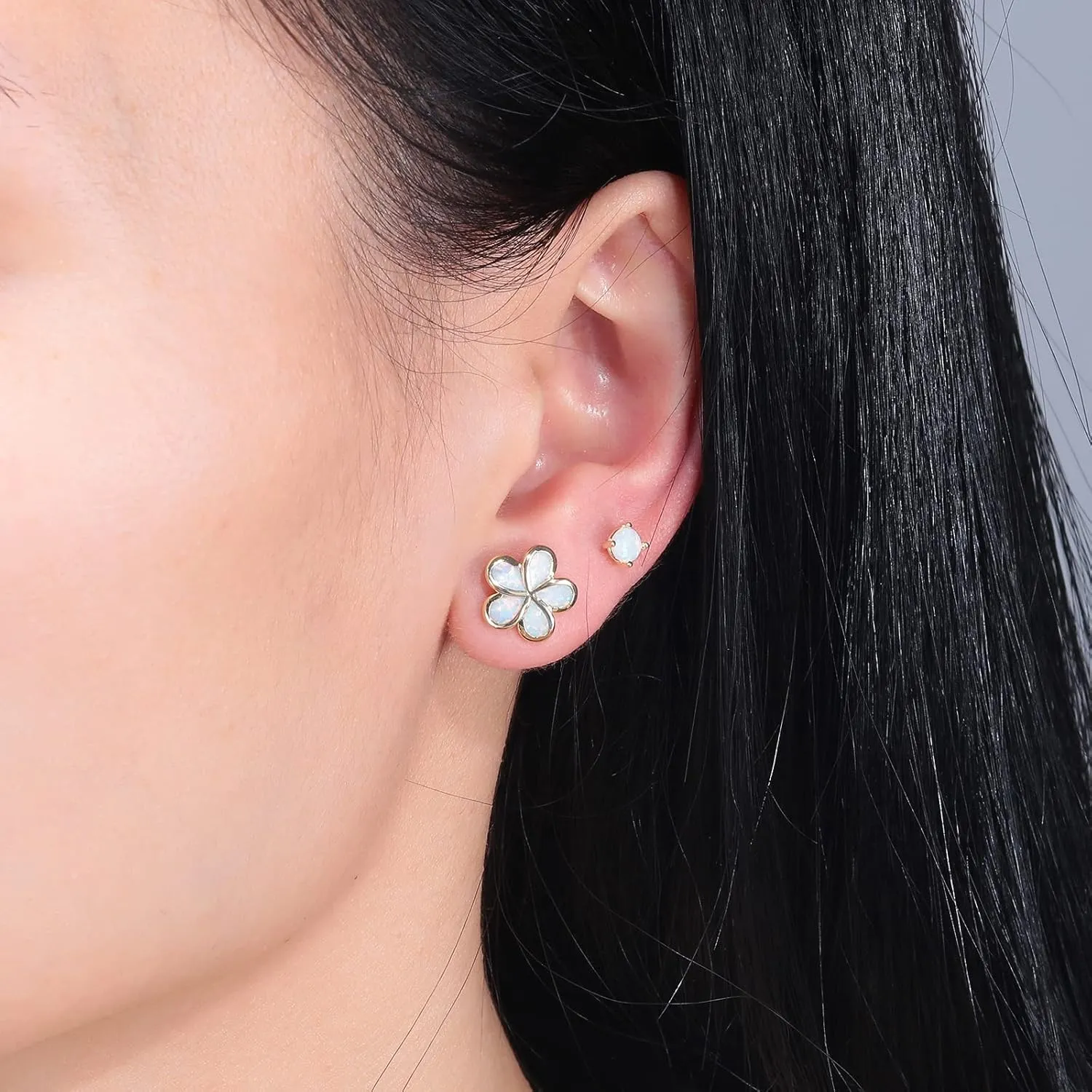 CiNily Gold Plated Flower Shaped Opal Hypoallergenic Stud Earrings Flower Dangle Drop Earrings Jewelry Gift for Women Girls Gemstone Earrings