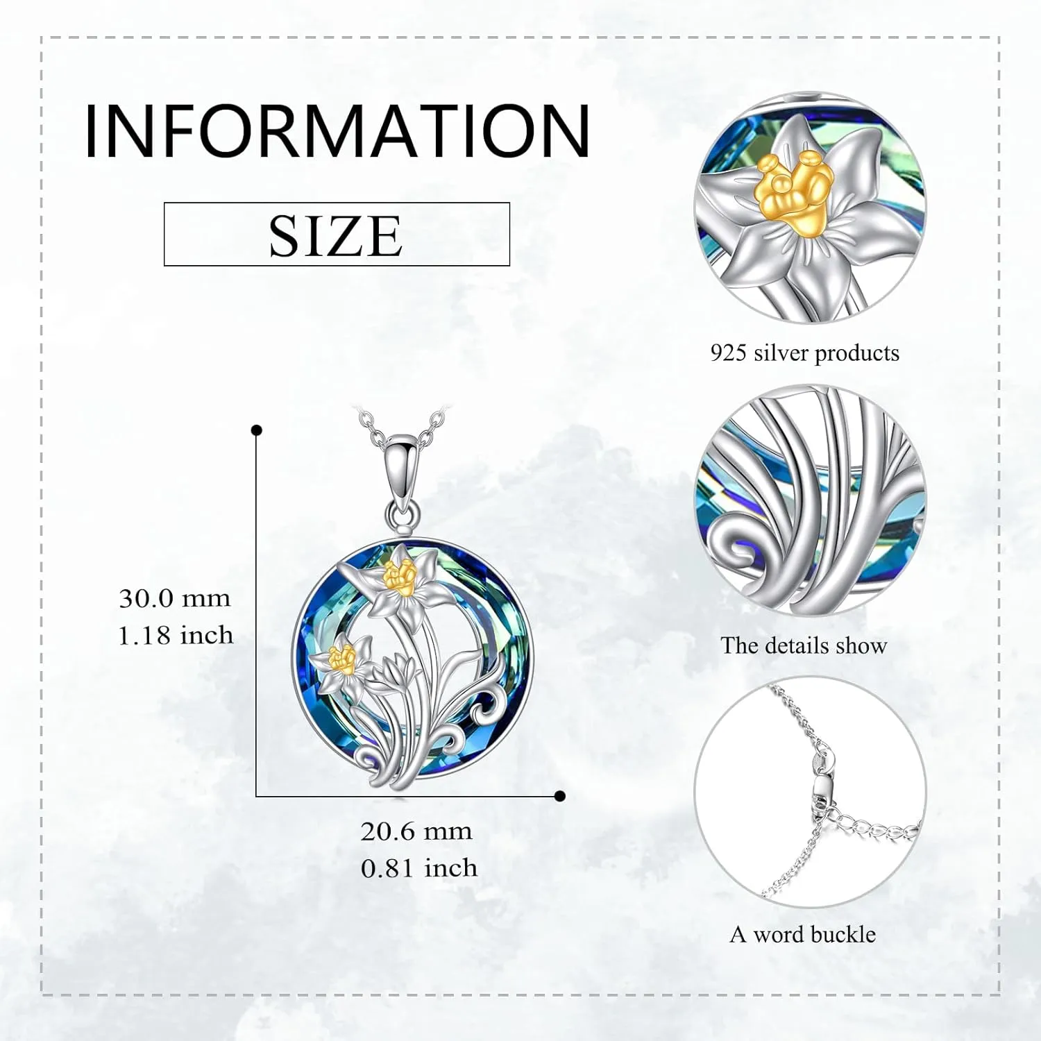 Circle Crystal Necklace Axolotl/Tiger/Turtle/Bear/Cat/Bunny/Bird/Hummingbird/Penguin/Frog/Hippo/Bee/Mushroom/Tree of Life/Lotus/Sunflower/Daffodil/Dog/Dolphin/Wolf Pendant Necklace Animal Jewelry Gifts For Women