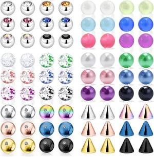 Cisyozi 14G 5mm Replacement Piercing Balls Parts Glow in the Dark Balls 316L Surgical Steel Plastic Replacement Balls for Industrail Nipple Tongue Belly Septum Piercing Barbell Balls for Women Men