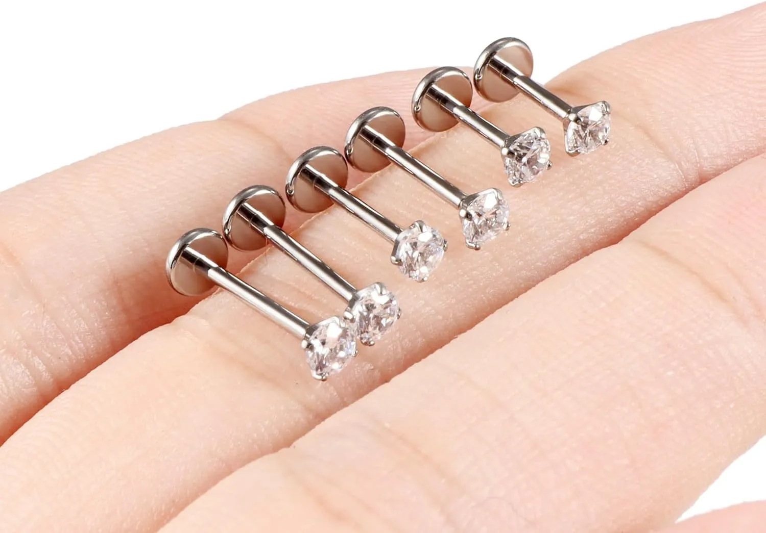 Cisyozi 20G 18G 16G F316 Titanium Lip Labret Medusa Monroe Ashley Nose Ring Stud Screw in Piercing Jewelry Hypoallergenic Implant Flat Back Tragus Helix Cartilage Earring for Women Men 6mm 8mm 10mm