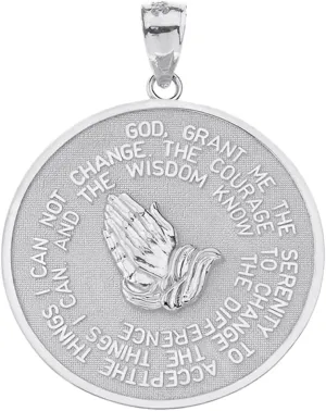 Claddagh Gold - Fine 925 Sterling Silver Bible Verse Serenity, Lord's Prayer Medal Pendant