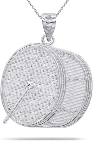 Claddagh Gold Fine Sterling Silver Marching Band Bass Drum Pendant Necklace