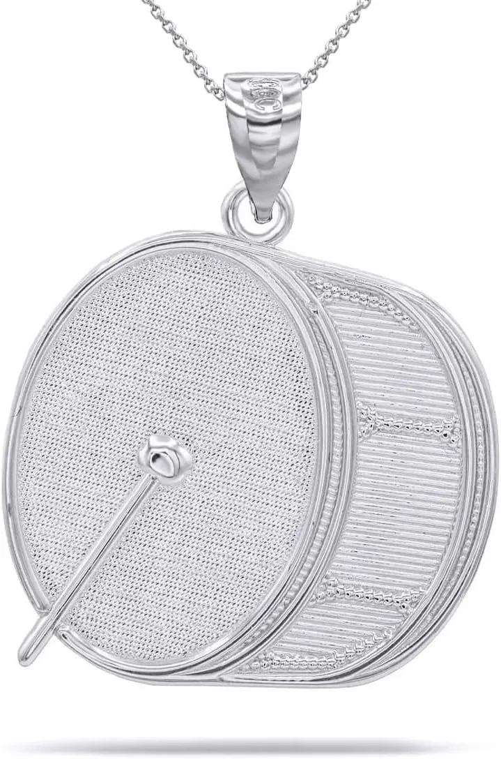 Claddagh Gold Fine Sterling Silver Marching Band Bass Drum Pendant Necklace
