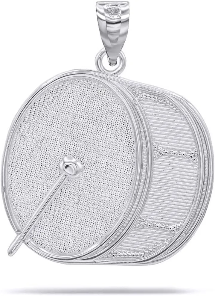 Claddagh Gold Fine Sterling Silver Marching Band Bass Drum Pendant Necklace