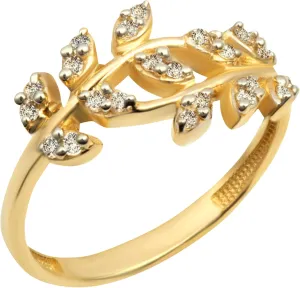 Claddagh Gold Women's Ring 10K or 14K Olive Leaf Diamond Branch Ring Available in Yellow Rose and White Gold with multiple ring sizes