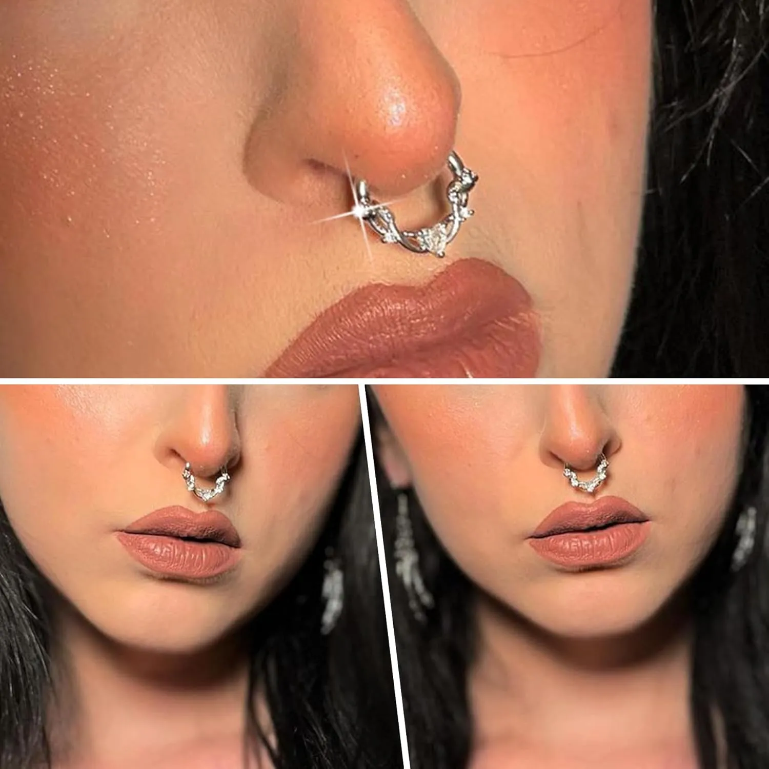 CM Crareesi Mania Rose Septum Ring 16G Hinged Segment Rings 316L Stainless Steel Daith Earrings Heart CZ Septum Daith Helix Cartilage Piercing Jewelry Piercing Jewelry
