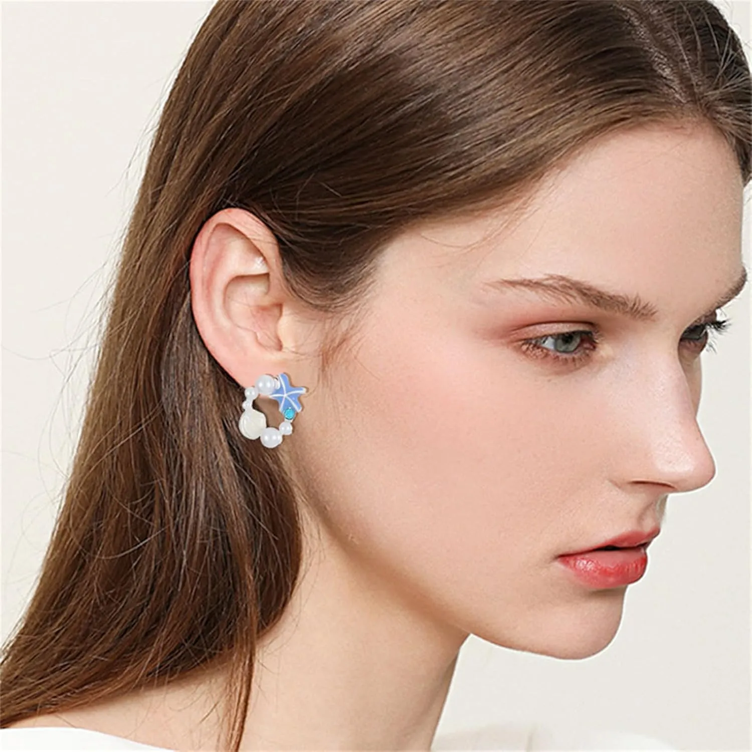 coadipress 3 Pairs Starfish Pearl Stud Earrings for Women Cute Small Ocean Starfish Stud Earrings Rhinestone Shell Starfishs Star Earrings Summer Ocean Beach Theme Jewelry Gifts