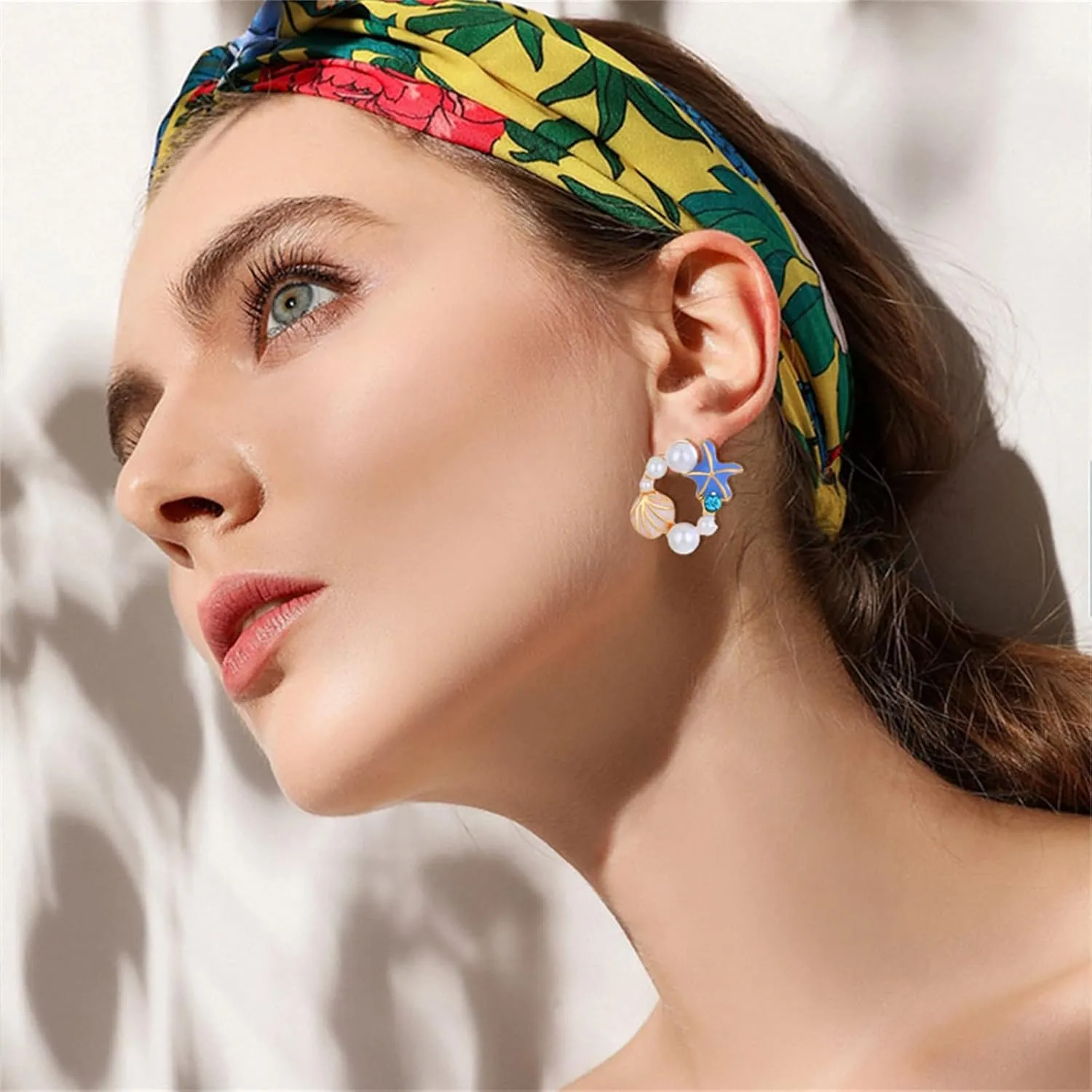 coadipress 3 Pairs Starfish Pearl Stud Earrings for Women Cute Small Ocean Starfish Stud Earrings Rhinestone Shell Starfishs Star Earrings Summer Ocean Beach Theme Jewelry Gifts