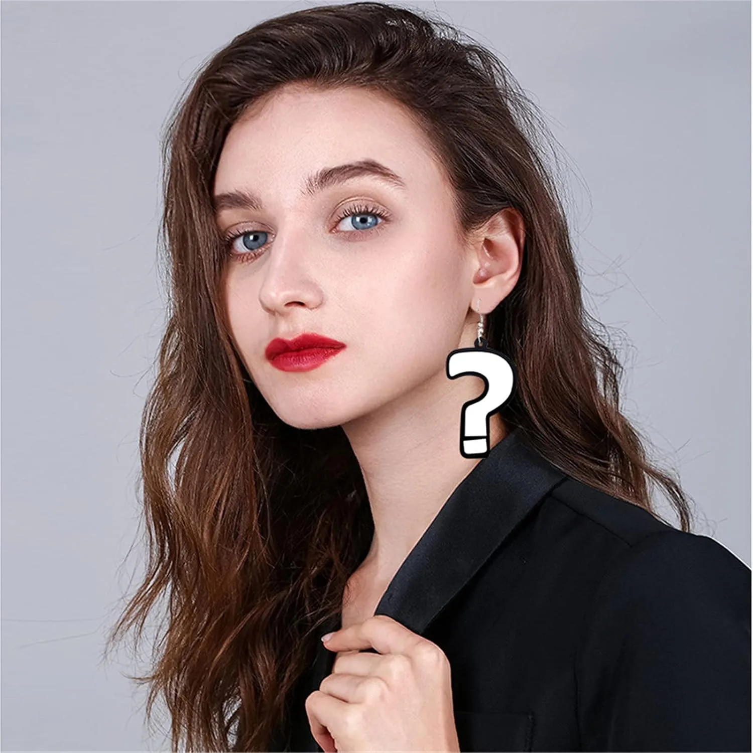 coadipress Question Mark and Exclamation Mark Earrings for Women Unique Funny Acrylic Big Long Interrogation Punk Nightclub Exaggeration Hip Hop Asymmetric Statement Earrings