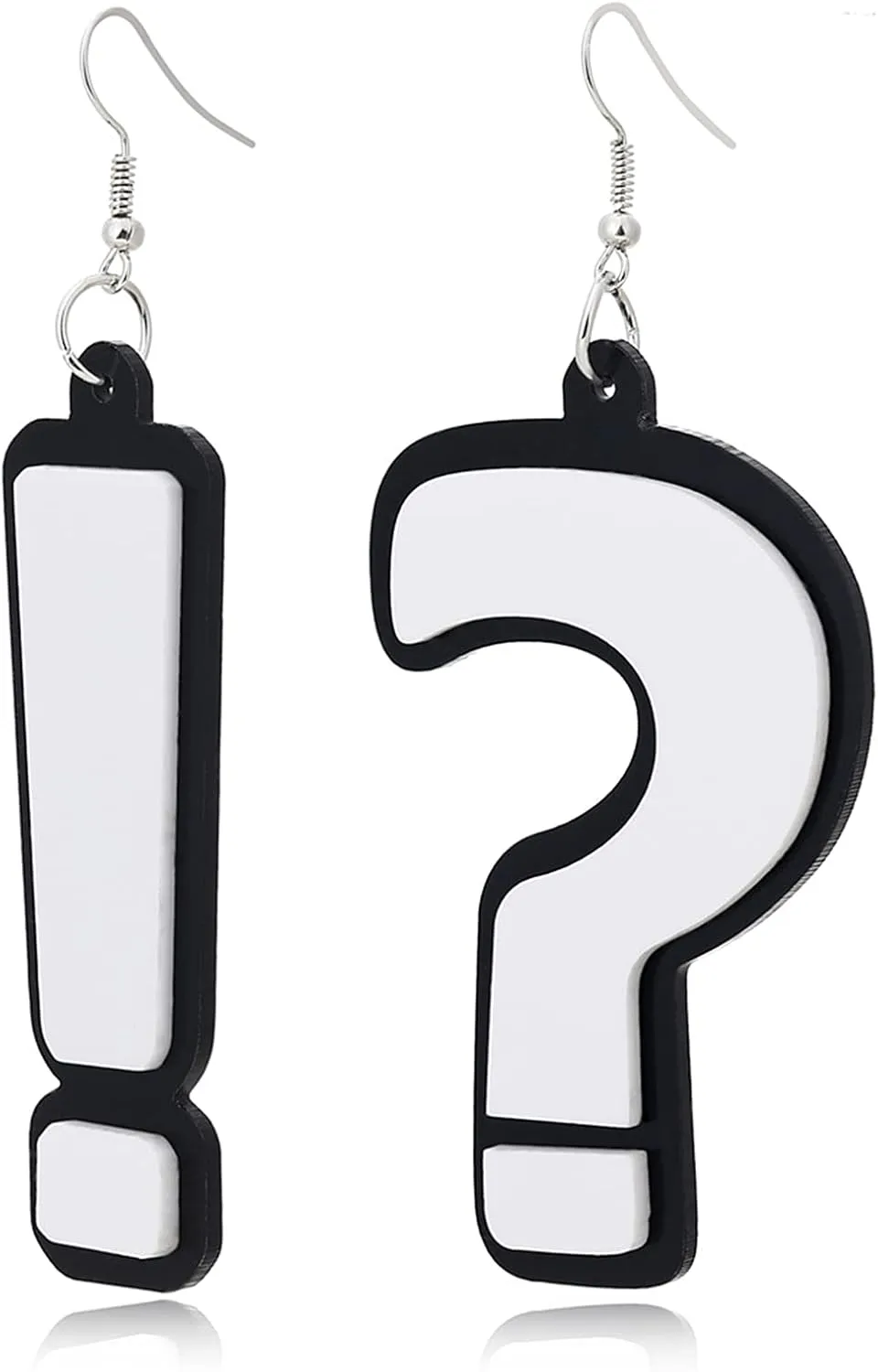 coadipress Question Mark and Exclamation Mark Earrings for Women Unique Funny Acrylic Big Long Interrogation Punk Nightclub Exaggeration Hip Hop Asymmetric Statement Earrings