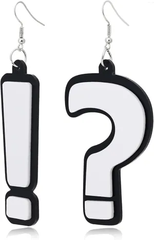 coadipress Question Mark and Exclamation Mark Earrings for Women Unique Funny Acrylic Big Long Interrogation Punk Nightclub Exaggeration Hip Hop Asymmetric Statement Earrings